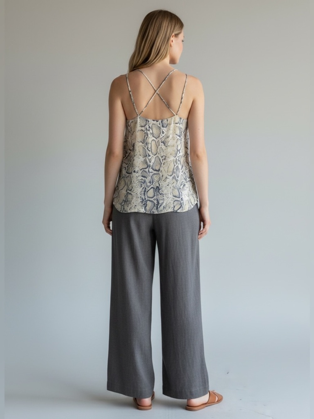DAVI & DANI Snake Print Crisscross V-Neck Camisole - Picture 6 of 9